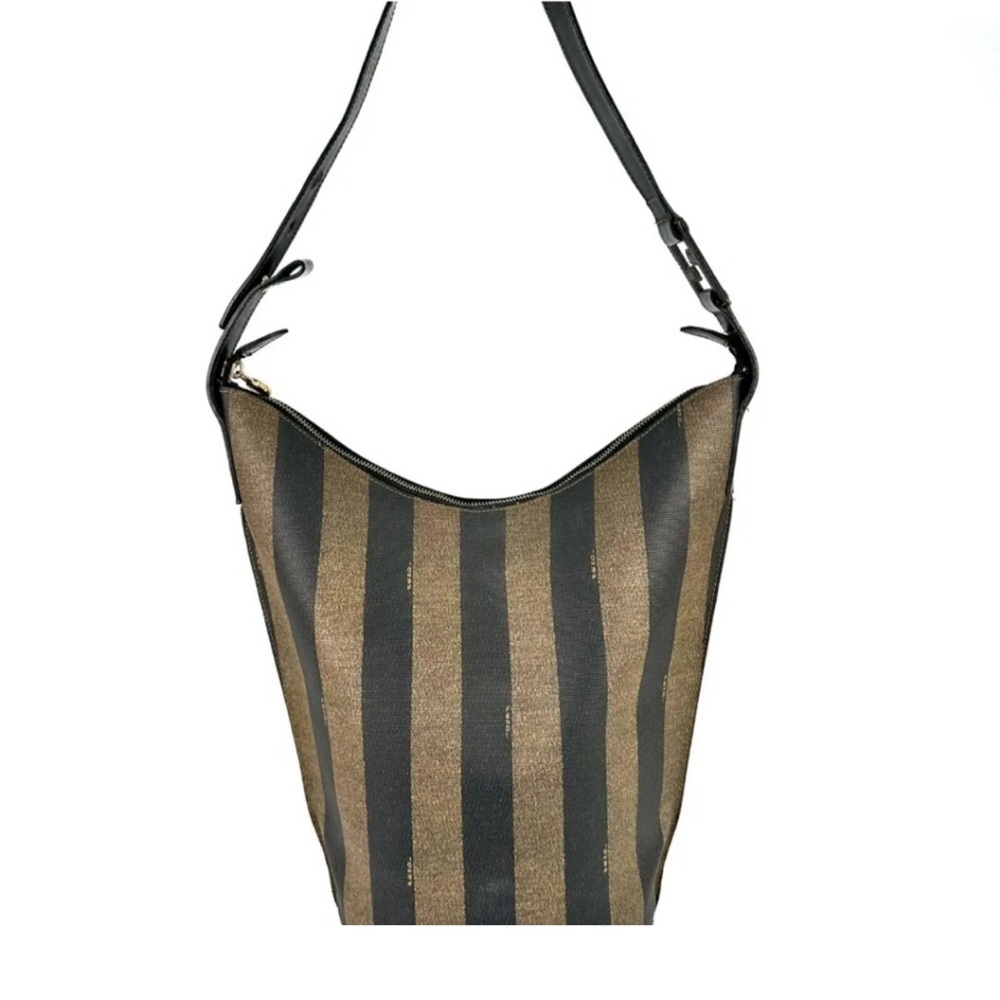 FENDI Pequin Stripe Shoulder Bag Bucket Tote Vintage - Picture 9 of 15